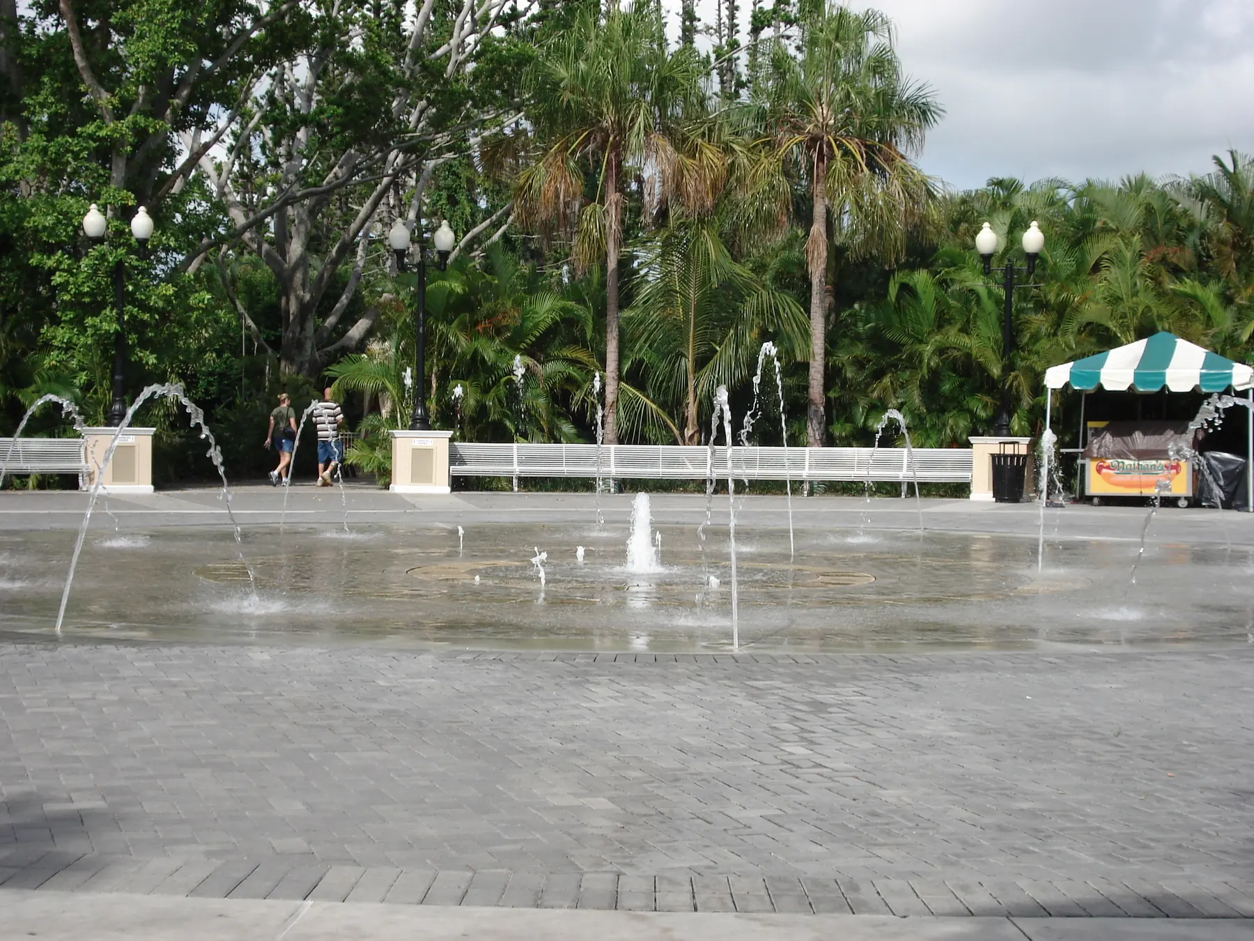 The fountain plaza at the Palm Beach Zoo, inside Dreher Park in West Palm Beach.