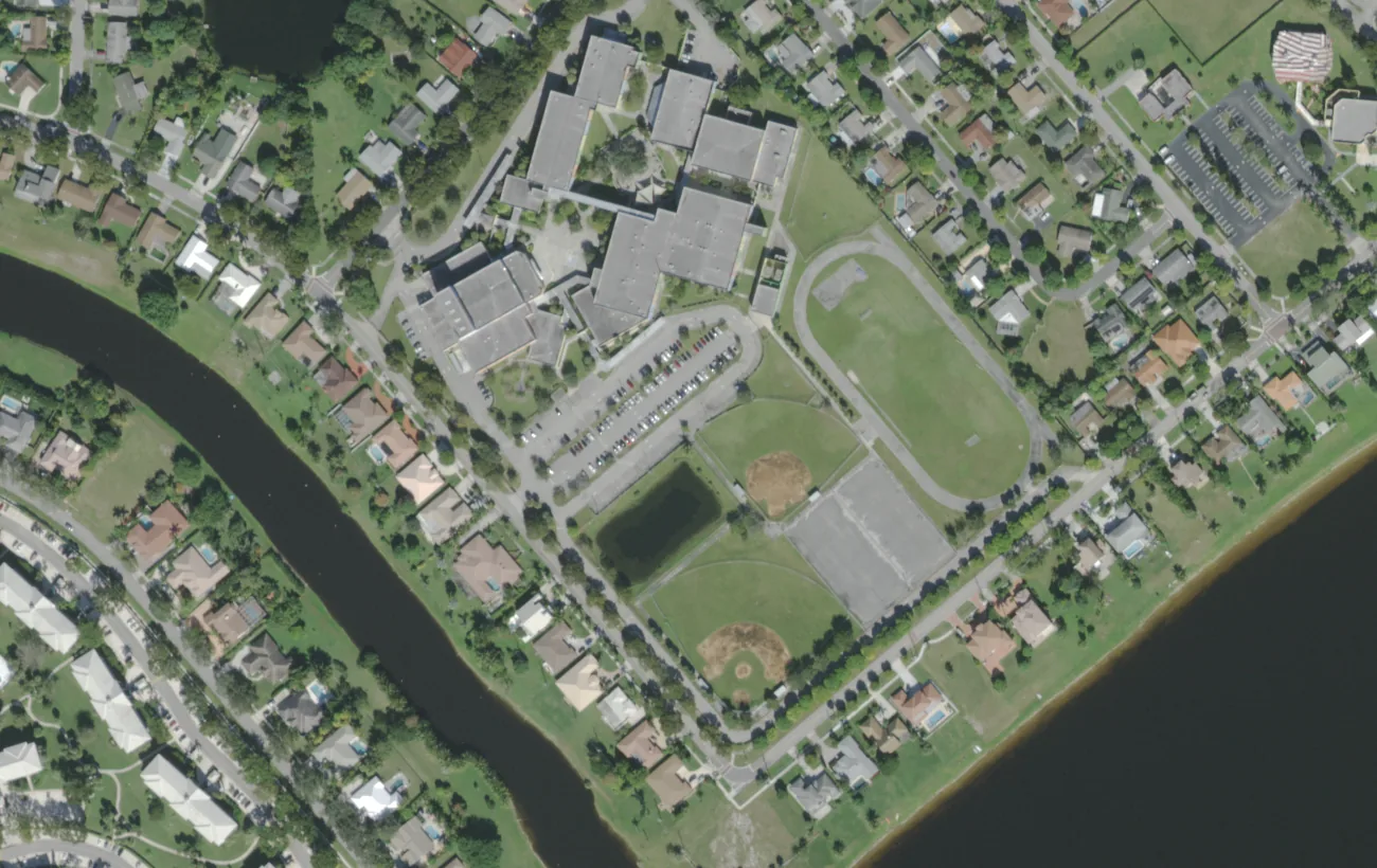 Bak Middle School of the Arts' campus on Echo Lake Drive in West Palm Beach, seen from the air