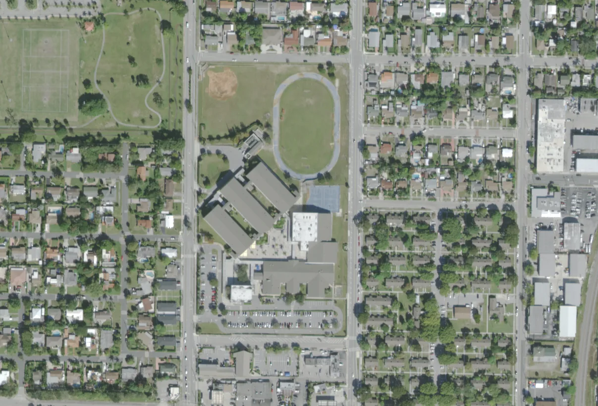 Conniston Community Middle's campus and playing fields on Parker Avenue in West Palm Beach, seen from the air