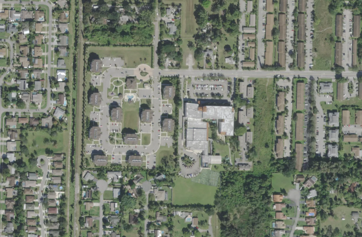 Hope-Centennial Elementary's campus on Stacy Street west of West Palm Beach, seen from the air