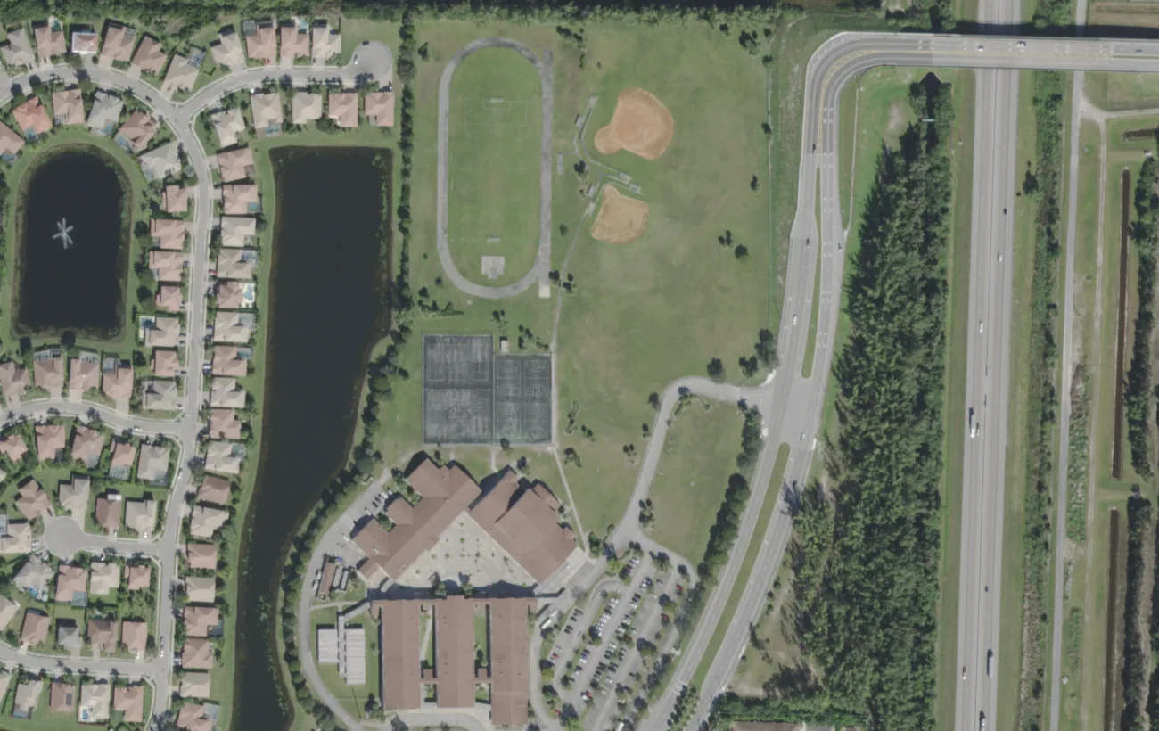 Jeaga Middle's campus on North Jog Road in West Palm Beach, seen from the air