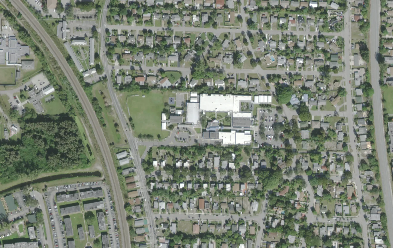 Northmore Elementary's campus on North Terrace Drive in the north end of West Palm Beach, seen from the air