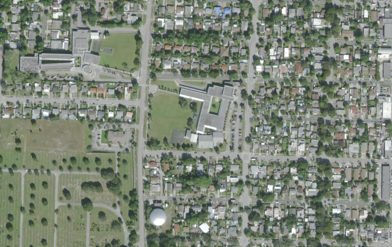 Palmetto Elementary's campus on Parker Avenue in the south end of West Palm Beach, seen from the air
