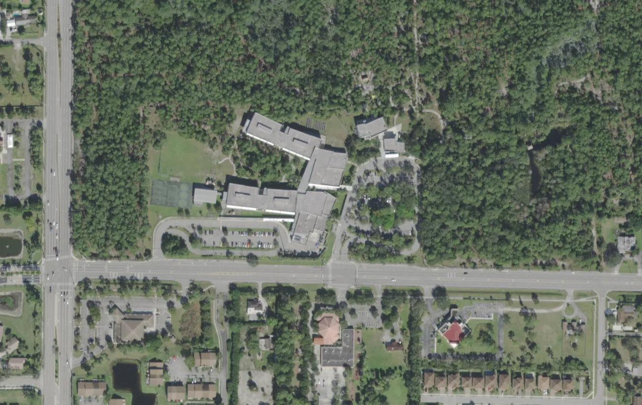Pine Jog Elementary's campus on Summit Boulevard west of West Palm Beach, seen from the air