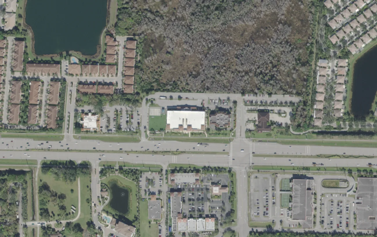 Renaissance Charter School at Cypress' campus on Okeechobee Boulevard in western West Palm Beach, seen from the air