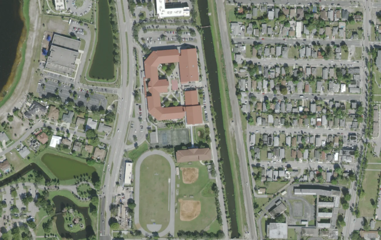 Roosevelt Community Middle's campus on North Australian Avenue in West Palm Beach, seen from the air