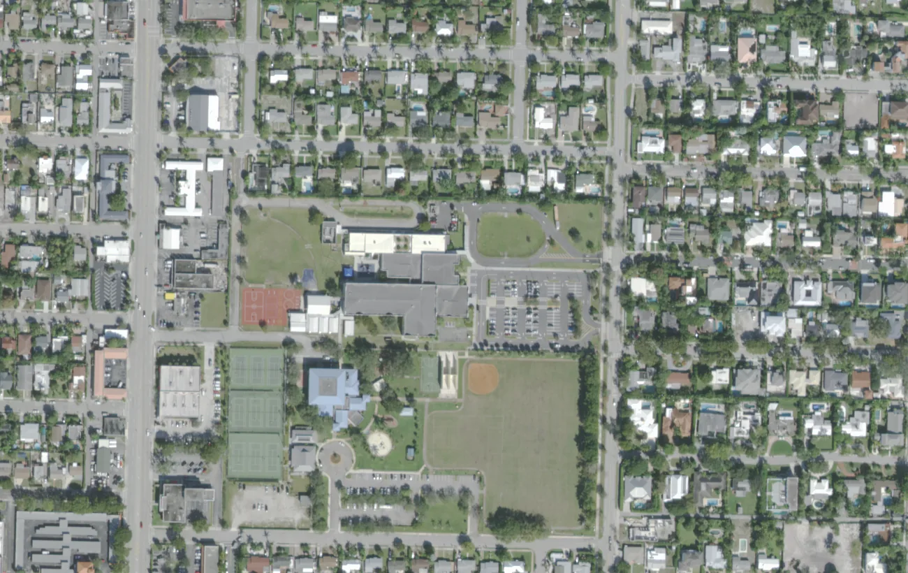 The South Olive School's campus on South Olive Avenue in West Palm Beach's South End, seen from the air