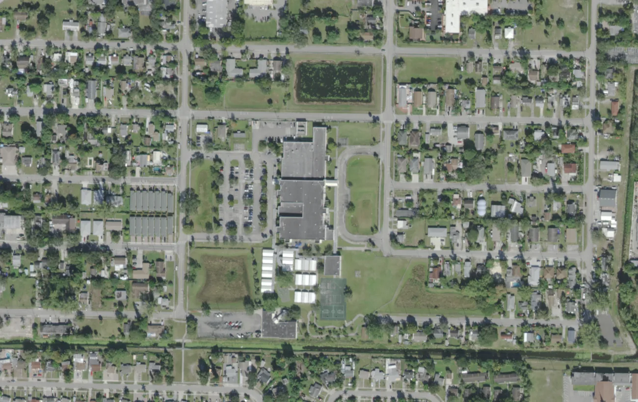 West Gate Elementary's campus on Loxahatchee Drive west of West Palm Beach, seen from the air