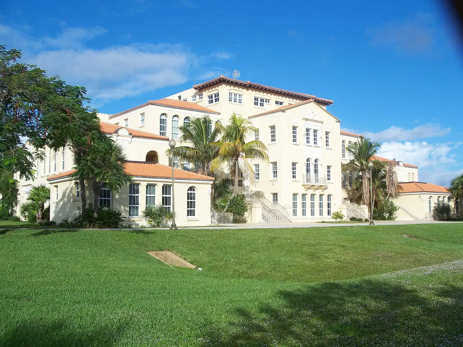 The Mediterranean Revival main building of the Dreyfoos School of the Arts campus in downtown West Palm Beach.