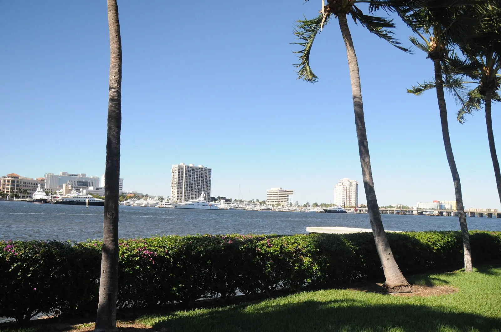 The Lake Worth Lagoon, part of the Intracoastal Waterway, with the West Palm Beach waterfront beyond.