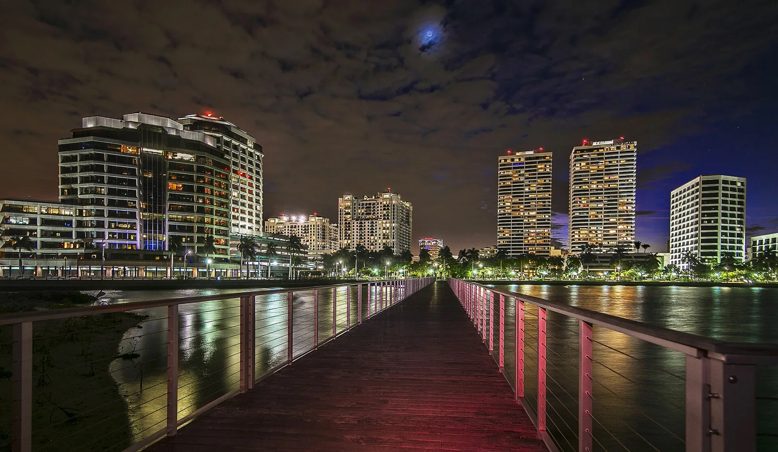 The West Palm Beach waterfront along the Intracoastal Waterway.