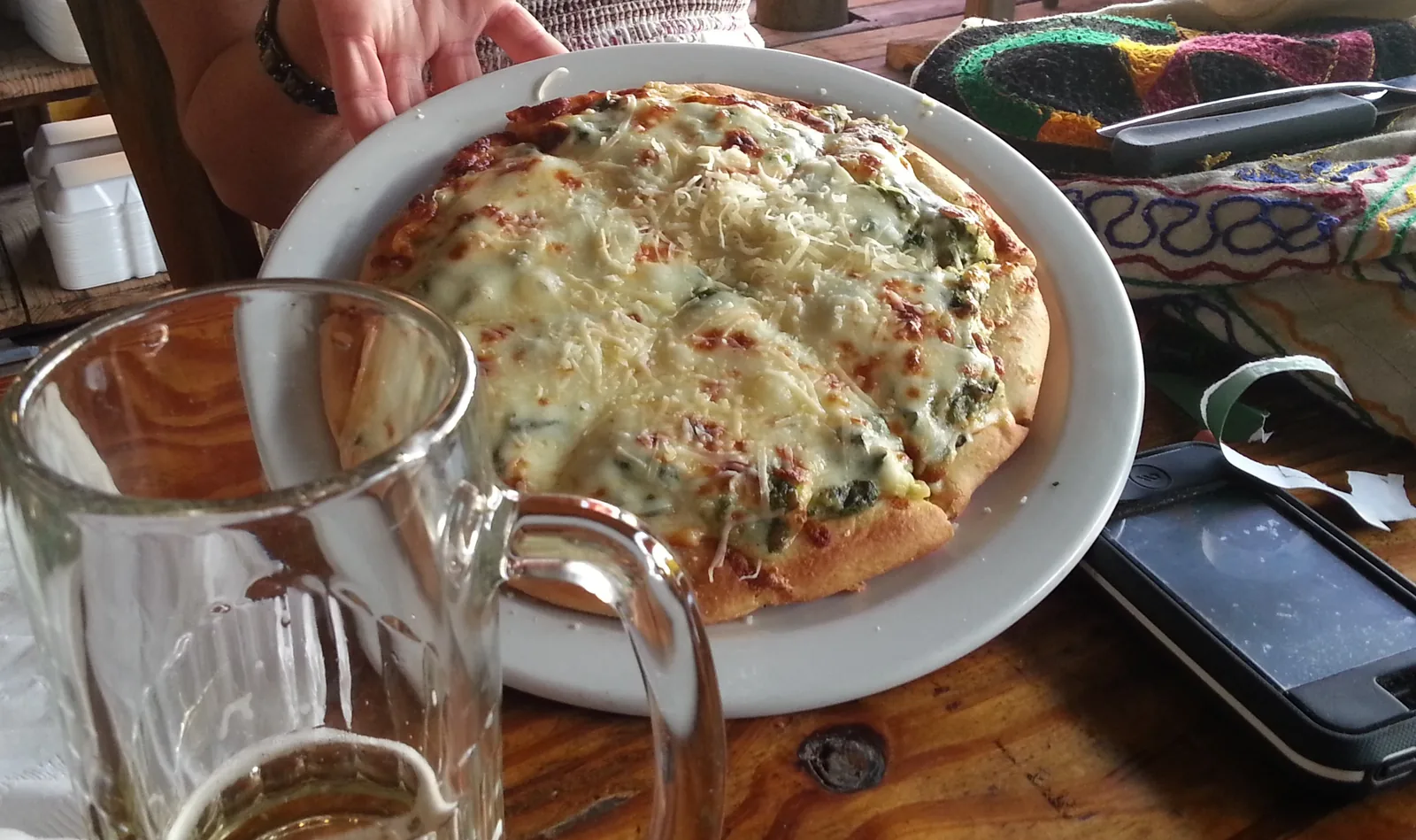 A spinach pizza at Island Jack's Patio Bar & Grill, a restaurant that is not on this list.